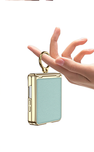 Funda Protectora Magnética con Anillo Metálico para Samsung Galaxy Z Flip 3/4/5/6/7, Funda Plegable de Cuero PU - Product Image 4