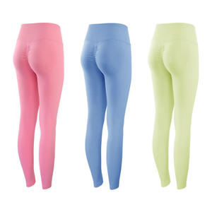 Pantalon de yoga <span class=keywords><strong>vintage</strong></span> respirant taille haute pour femmes européennes américaines Leggings de fitness plissés Design de fesses de pêche Contrôle du ventre - Product Image 5