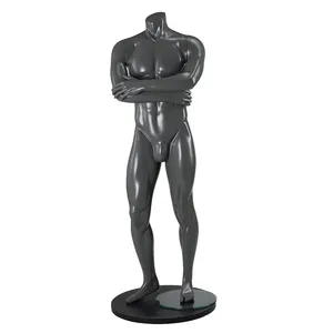 In piedi in fibra di vetro big muscle strong pene mannequin montaggio di sport maschio mannequin