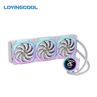 Lovingcool 300W TDP Radiateur 39mm à Roulement Céramique Pompe PWM 800-1800 RPM Refroidissement Liquide CPU pour LGA1851/1700 AM5/AM4 avec Cadre de Contact