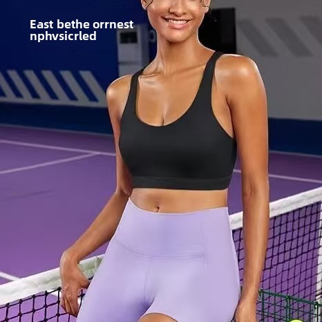 High-support Shockproof Bra Crisscross Straps Seamless Spandex/Nylon Quick-drying Bare-feel Solid Pattern for Women's Running
