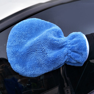 Gant de lavage de voiture en polaire corail épaissie 80g, absorbant, double face, pour le nettoyage des véhicules - Product Image 1