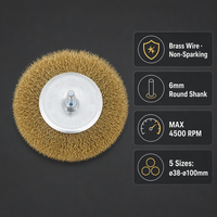 Brosse à fil en laiton jaune, tige ronde de 6 mm, pour l'élimination de la rouille et le décapage de la peinture, à utiliser avec une meuleuse d'angle