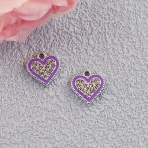 Heart Shape Alloy Pendants <b>With</b> Rhinestones For <b>Bracelet</b> Making Multicolor 61169 - Product Image 4