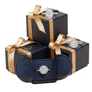 Um Top Personalização Casado Diamond Ring Box Jóias Caixa Velvet Jóias Box Embalagem