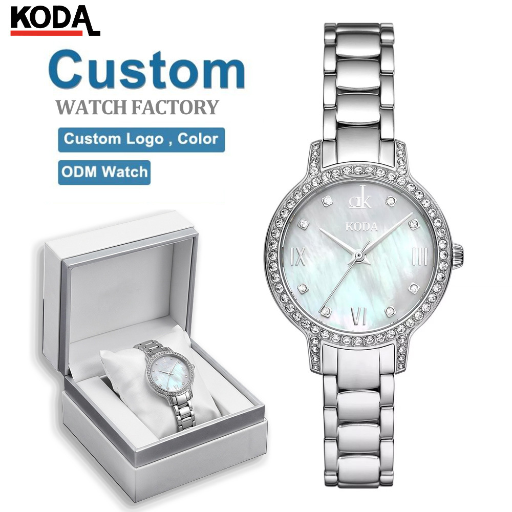 AR11484 Watch for Women Luxury Diamond Bezel Mother of Pearl Dial Quartz Watch Stainless Steel Bracelet Silver Tone