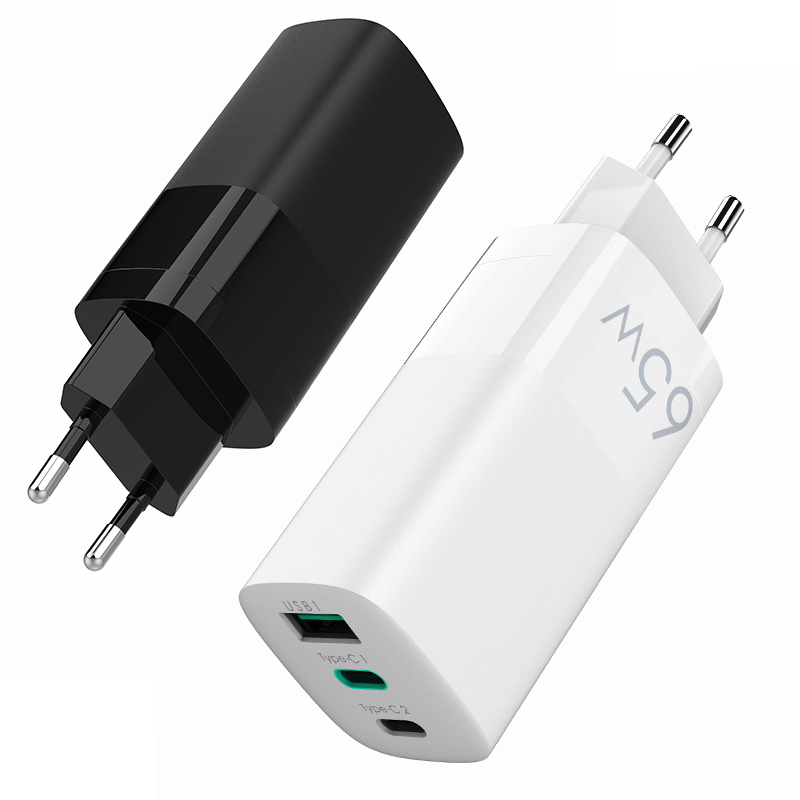 Адаптер для быстрой зарядки ноутбука с 3 портами USB Type-C 65 Вт