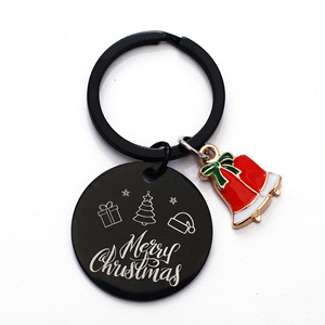 Vacaciones de Navidad de lujo a la moda con encantos de campana de árbol de Papá Noel saludos de Año Nuevo juego de llaveros para regalo de celebración - Product Image 2