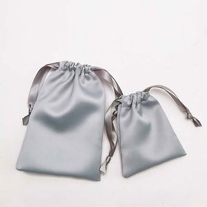 Custom Small Black Rose Gold Gift Draw String Bag Pouch Pink White Large Dust Silk Satin Drawstring Bag With Logo - Product Image 3
