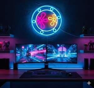 Letrero Luminoso LED de Neón con Diseño de Ojo de Buey del Mundo Marino para Decoración de Pared en Hogar y Centro Comercial, Alimentación USB, Atenuación Gradual, para Dormitorio, Sala de Juegos, Fiestas - Product Image 4