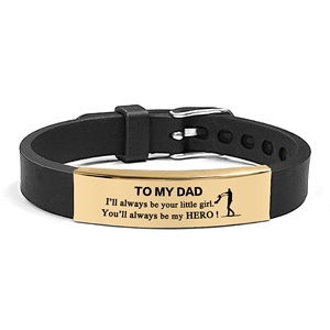 Regalos para el Día del Padre, Brazalete <span class=keywords><strong>con</strong></span> Frase Inspiradora, Joyería para Hombre y Mujer, Pulsera de Acero Inoxidable y Silicona - Product Image 4
