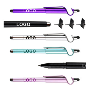 Bolígrafo Multifunción con Soporte para Teléfono Móvil, Logotipo Personalizado, Metálico, Multicolor, con Tinta de Gel Azul/Roja de 0.5mm para Pantalla Táctil - Product Image 1