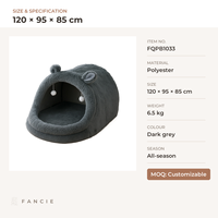 Vente en gros : Niche pour chat en peluche gris foncé, semi-fermée, avec boule suspendue, housse amovible et lavable, pour chats et chiens, toutes saisons