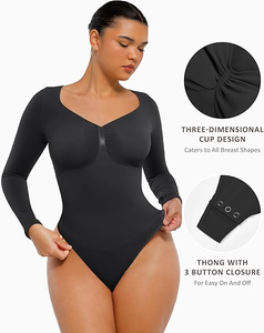 Hexin Bán Buôn V Cổ Cộng Với Kích Thước Cơ Thể Shaper Dài Tay Phụ Nữ Tummy Kiểm Soát Shaper Shapewear Đổ Femme Bodysuit Shapewear - Product Image 3