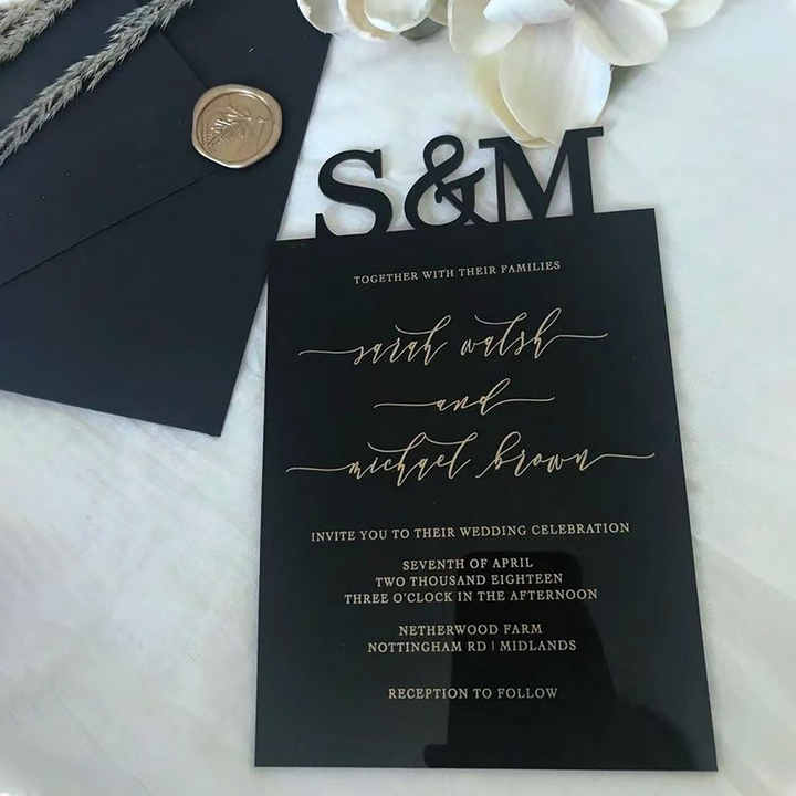 Custom Luxury Mirror Finish Greeting Acrylic Wedding Invitation Card