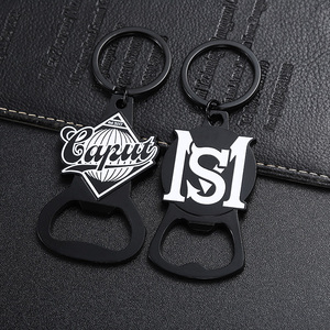 Porte-clés <span class=keywords><strong>décapsuleur</strong></span> en métal argenté brossé noir mat avec logo personnalisé en émail souple 3D en relief - Product Image 4