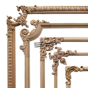 Dekoratif ahşap oyma köşe onlay ve aplike antika Onlays pervaz - Product Image 3