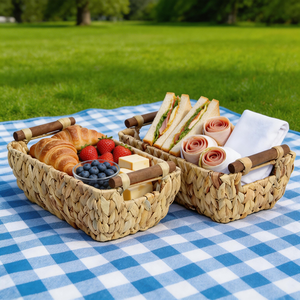 Handwoven Picnic Basket with Handles Multipurpose <b>Storage</b> Basket for Organization Picnic Grocery Laundry Decorative Woven Basket - Product Image 1
