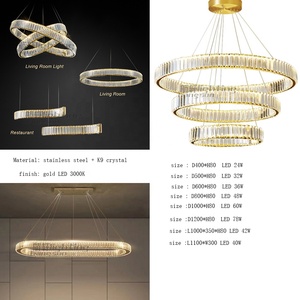 <span class=keywords><strong>Lampadario</strong></span> Circolare Moderno in Acciaio Inox con LED e Cristalli per Sala da Pranzo - Product Image 2
