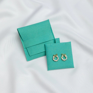 Pochette personnalisée pour bijoux en turquoise, sacs à bijoux en microfibre avec rabat, boîte à bijoux avec insert de présentation, modèle JGS 8*8cm & 8*8+7.3 cm - Product Image 3