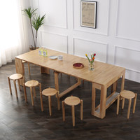 Table à manger rectangulaire pliante et extensible en bois massif de style nordique pour petites maisons avec design de table invisible