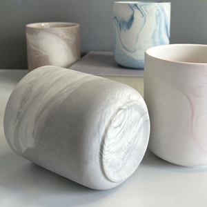 Luxury Empty Matte Round <b>Marbled</b> Candle Holder 12Oz Ceramic Candle <b>Jar</b> Vessels for Sale - Product Image 4