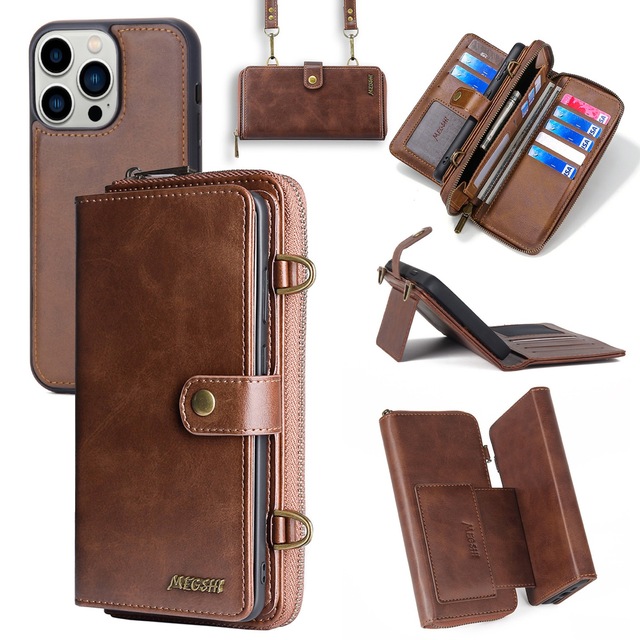 Detachable Magnetic Flip Leather Phone Case for Samsung Galaxy S23FE S23 S24 Ultra Leather Zipper Wallet Card Holder Case