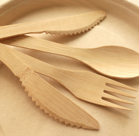 Ensembles de couverts jetables en bambou naturel et métal, couteau, fourchette, cuillère, serviette en papier, écologiques, résistants à la chaleur, durables
