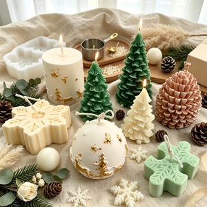 Christmas Tree Silicone <b>Mold</b> Snowflake Pine Cone <b>Candle</b> <b>Mold</b> DIY Craft <b>Mold</b> For Holiday Decorating - Product Image 1