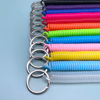 Porte-clés spirale en plastique rétractable ressort bobine anti-perte extensible cordon élastique corde de sécurité porte-clés avec fermoir mousqueton en métal