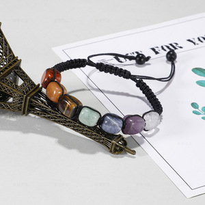 Braccialetti di pietra colorati in agata topazio vecchi e regolabili alla moda braccialetti di cristallo da uomo intrecciati con perline in pietra occhio di tigre - Product Image 2
