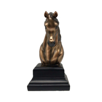 Trophée de concours équestre Weivista en résine bronze antique, élégant, motif cheval arabe, avec plaque personnalisable