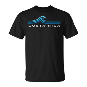 T-shirt nera con motivo Vibrant Tropical Waves, girocollo unisex, manica corta, abbigliamento casual per adulti - Product Image 2