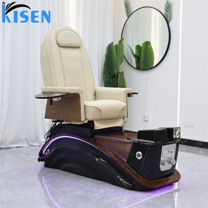 Fauteuil de pédicure multifonctionnel KISEN pour salon de beauté, base en bois, spa pour les pieds, fauteuil de manucure et pédicure, fauteuil pour les pieds - Product Image 1