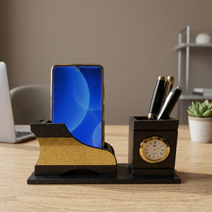 ที่จัดระเบียบโต๊ะทำงานสมัยใหม่พร้อมนาฬิกา ที่วางโทรศัพท์ ที่วางปากกา ช่องใส่กระดาษโน้ต ของขวัญสำหรับโต๊ะทำงาน - Product Image 4