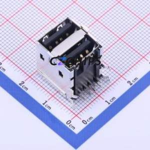 672983090 USB Connector Bent Lead Through Hole Connector Type-A USB 2.0 Female Right Angle Insert - Product Image 2