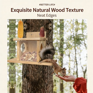 Mangeoire suspendue <span class=keywords><strong>en</strong></span> bois pour écureuils Baiyi, modèle maison-nid, éco-responsable, durable, pour jardin extérieur, simulation naturelle, vente chaude - Product Image 4