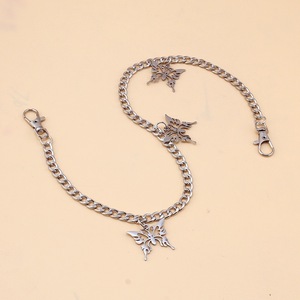 สร้อยคอเอวสแตนเลสสตีลรูปผีเสื้อ สไตล์ฮิปฮอป สำหรับทุกเพศ ใช้ได้ทุกวัน สร้อยคอแบบชั้นเดียว สีขาว K - Product Image 3