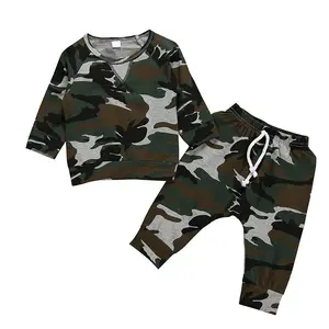 Wholesale Casual Children Clothing Sets Baby Boy Camouflage Sleeping Clothing for Autumn
