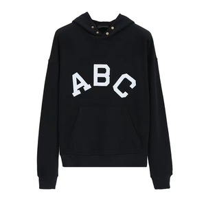 Chaqueta con capucha con forro polar de ganchillo Unisex de la marca de <span class=keywords><strong>moda</strong></span> Letras <span class=keywords><strong>ABC</strong></span> esenciales de doble línea para la temporada de invierno transfronteriza - Product Image 3