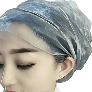 YASEEN Muslim Solid Color Headscarf for Women, African Pleated Bow Headscarf, Headwrap, Hat, <b>Scarf</b>, Headwear, Breathable, - Product Image 3