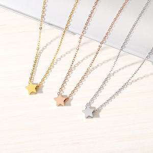 Fashion Stainless Steel 18k Gold Silver Rose Gold Plated <strong>Star</strong> Pendant with Fine <strong>Italian</strong> Chains Necklaces for Women Wholesale - Product Image 5