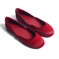 Chaussures plates de créateur 2026 en crin de cheval vert à bout rond, ballerines à enfiler de luxe pour femmes