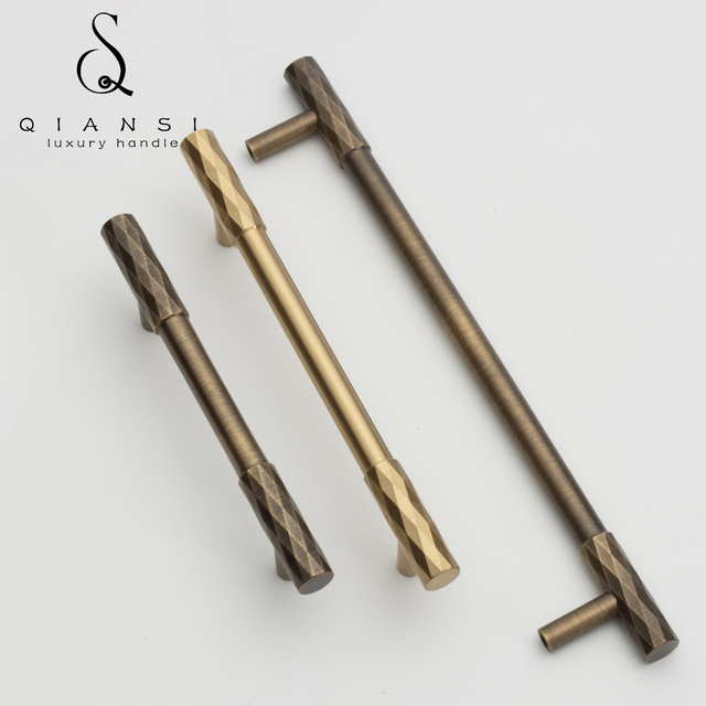 New Industrial Modern Style Brass Round Bar Cabinet Handles, Diamond Knurled Furniture Kitchen Drawer Door Knob ,Cupboard Pulls