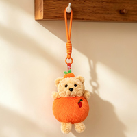 Schattig fruitbeer-katoenen pluche sleutelhanger in 10 levendige stijlen, zacht en pluizig voor tasonderdrukking of als een lief klein cadeautje