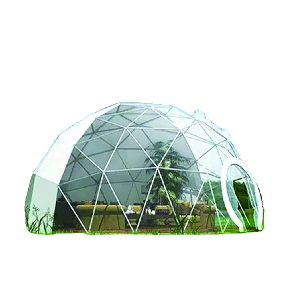 Tente dôme Transparent en PVC blanc de haute qualité, dôme à structure géomantique, serre