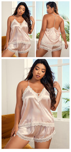 Pigiama <span class=keywords><strong>da</strong></span> <span class=keywords><strong>donna</strong></span> personalizzato con pantaloncini a vita bassa, taglie forti, con schiena scoperta, oversize, set 2 pezzi, canotta sexy, abbigliamento <span class=keywords><strong>da</strong></span> notte per <span class=keywords><strong>donna</strong></span> - Product Image 5