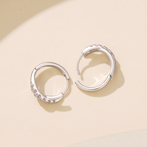 Classic Rhodium Plated <b>Hoop</b> <b>Earrings</b> With Round Zircon Channel Setting <b>For</b> <b>Women</b> Wedding Jewelry - Product Image 4