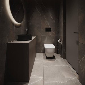 Commercial Custom Villa High-End Stone Slab Seamless-Integrated Basin <b>Floor</b>-<b>Standing</b> Vanity - Product Image 2