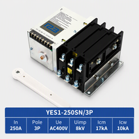 Commutateur de transfert sur rail DIN à double alimentation 250A, statique, PC, 3 phases, automatique, 250A ATS 100A